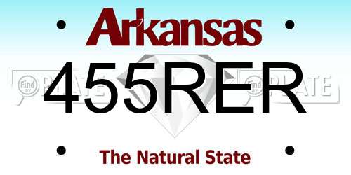 455RER Arkansas License Plate