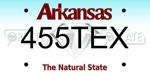 455TEX Arkansas License Plate
