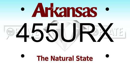 455URX Arkansas License Plate