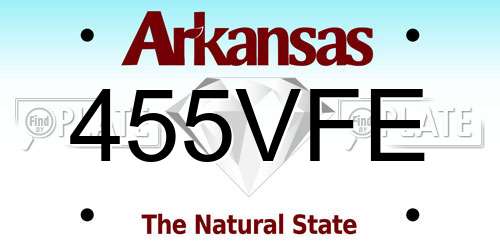 455VFE Arkansas License Plate