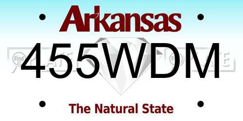 455WDM Arkansas License Plate
