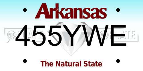 455YWE Arkansas License Plate