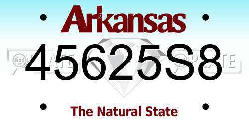 45625S8 Arkansas License Plate