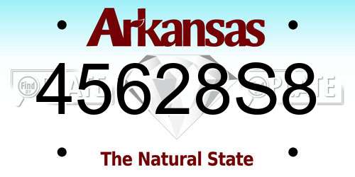 45628S8 Arkansas License Plate