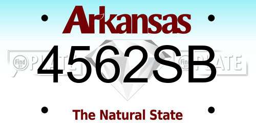 4562SB Arkansas License Plate