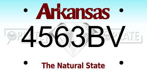 4563BV Arkansas License Plate