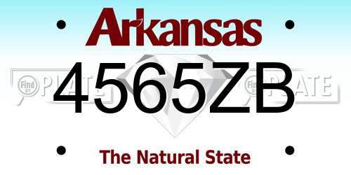 4565ZB Arkansas License Plate