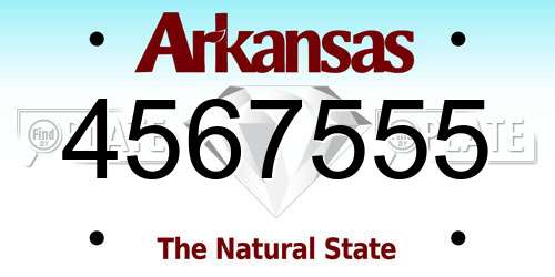4567555 Arkansas License Plate