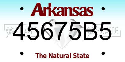 45675B5 Arkansas License Plate