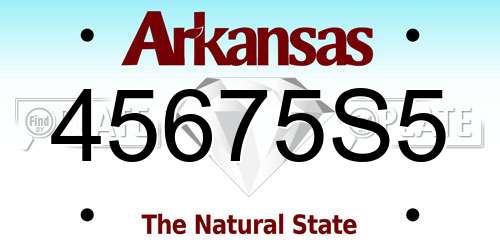 45675S5 Arkansas License Plate