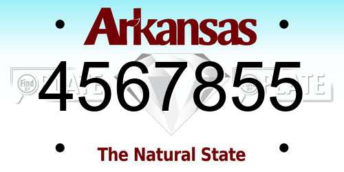 4567855 Arkansas License Plate