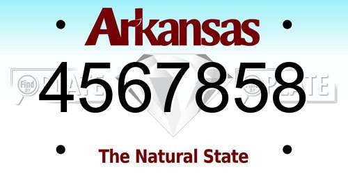 4567858 Arkansas License Plate
