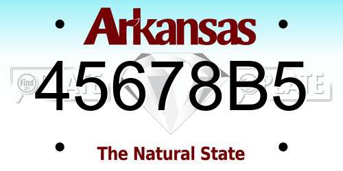 45678B5 Arkansas License Plate
