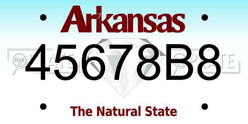 45678B8 Arkansas License Plate