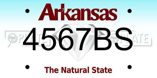 4567BS Arkansas License Plate