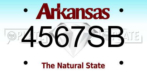 4567SB Arkansas License Plate