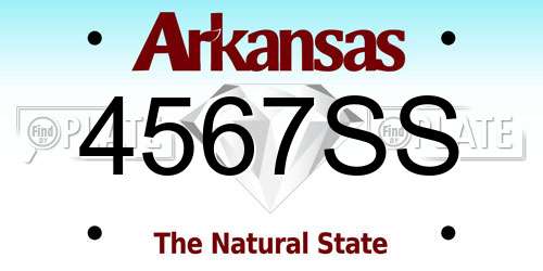 4567SS Arkansas License Plate