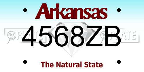 4568ZB Arkansas License Plate