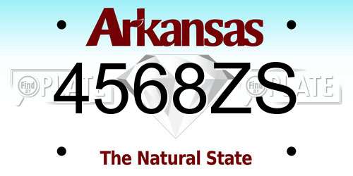 4568ZS Arkansas License Plate