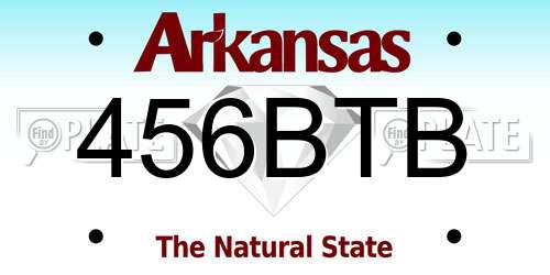 456BTB Arkansas License Plate