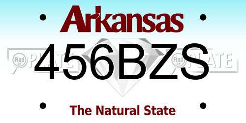 456BZS Arkansas License Plate