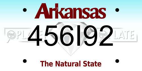 456I92 Arkansas License Plate