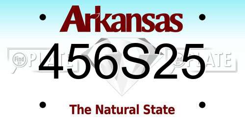 456S25 Arkansas License Plate