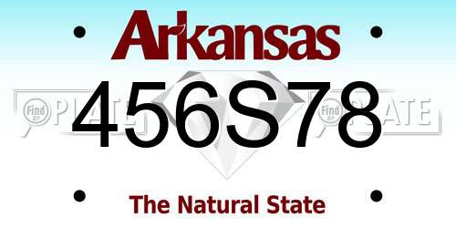 456S78 Arkansas License Plate