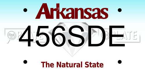 456SDE Arkansas License Plate