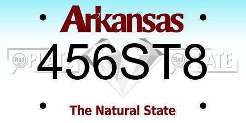 456ST8 Arkansas License Plate