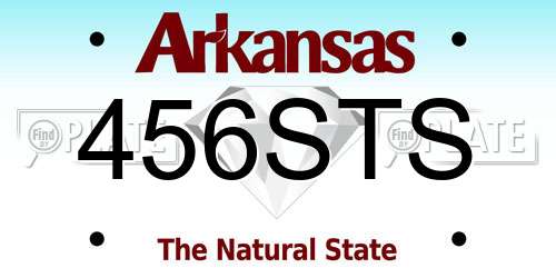 456STS Arkansas License Plate