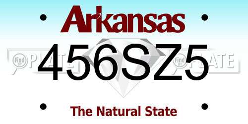 456SZ5 Arkansas License Plate