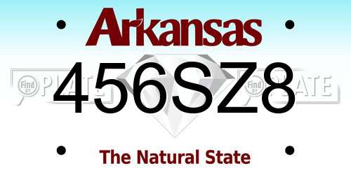 456SZ8 Arkansas License Plate