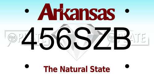 456SZB Arkansas License Plate