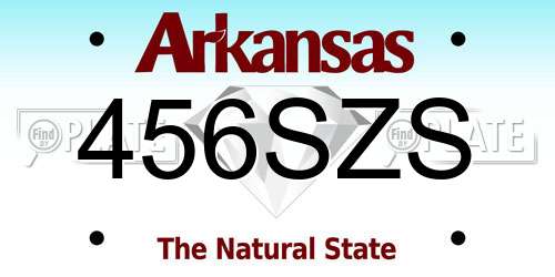 456SZS Arkansas License Plate
