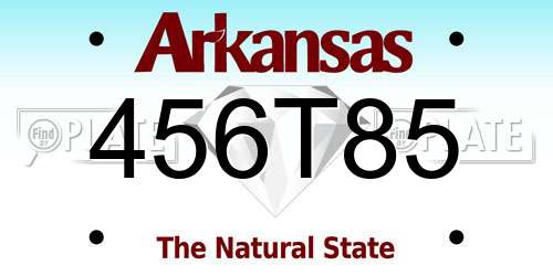 456T85 Arkansas License Plate