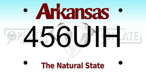 456UIH Arkansas License Plate