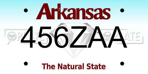 456ZAA Arkansas License Plate