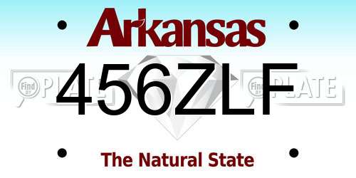 456ZLF Arkansas License Plate