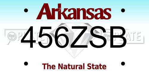 456ZSB Arkansas License Plate