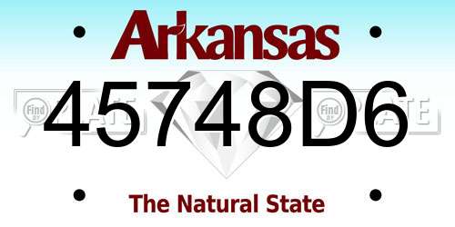 45748D6 Arkansas License Plate