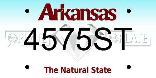 4575ST Arkansas License Plate
