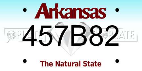 457B82 Arkansas License Plate