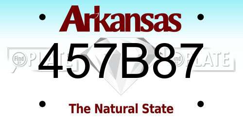 457B87 Arkansas License Plate