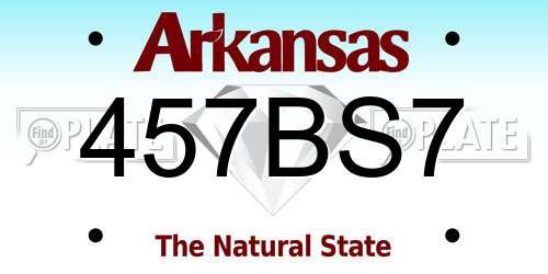 457BS7 Arkansas License Plate