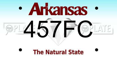 457FC Arkansas License Plate