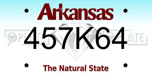 457K64 Arkansas License Plate