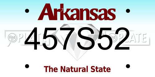 457S52 Arkansas License Plate