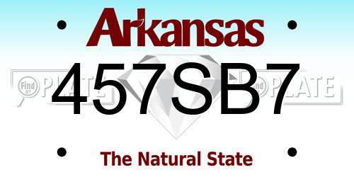 457SB7 Arkansas License Plate
