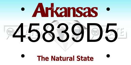 45839D5 Arkansas License Plate